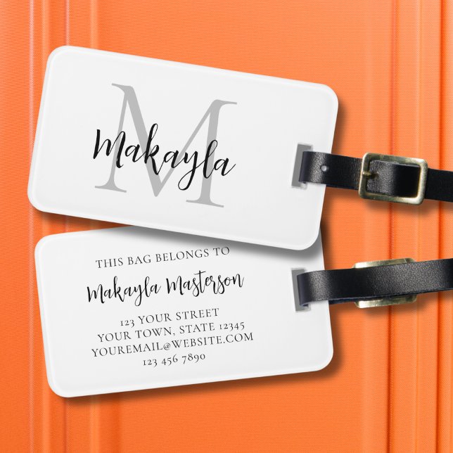 Elegant Monogram Script Name Luggage Tag (Creator Uploaded)