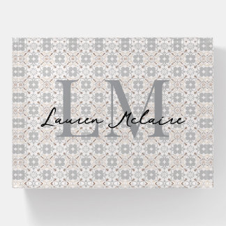 Elegant Monogram Script Name Spanish Tile Paperweight