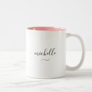 Elegant Monogram Script Name Swash Two-Tone Coffee Mug