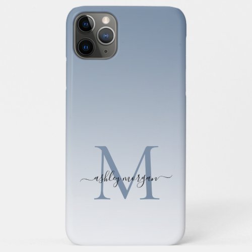 Elegant Monogram Script Name Vintage Blue iPhone 11 Pro Max Case