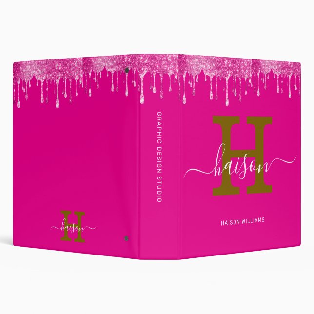 Elegant Monogram Script – Office & School 3 Ring B Binder (Background)