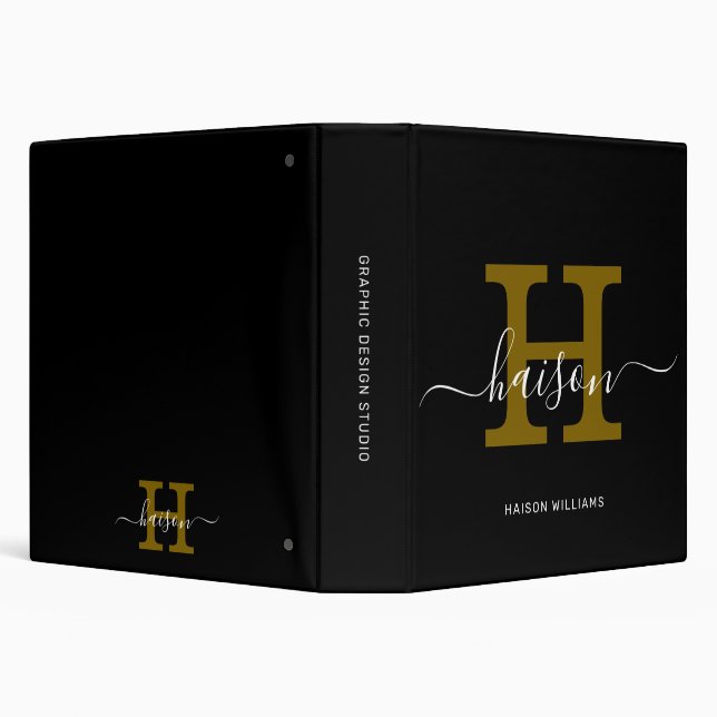 Elegant Monogram Script – Office & School 3 Ring Binder (Background)