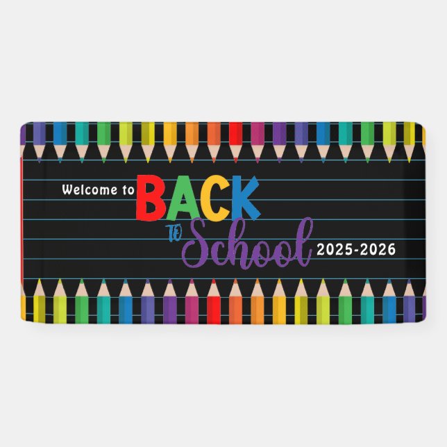 Elegant Monogram Script Office School Banner (Horizontal)