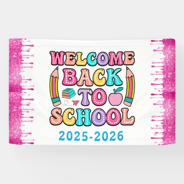 Elegant Monogram Script Office School Banner (Horizontal)