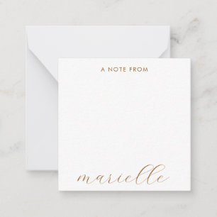 Elegant Monogram Script Personalized Gold Script Note Card