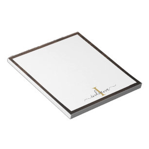 Elegant Monogram Script Rustic Wood-Look Notepad