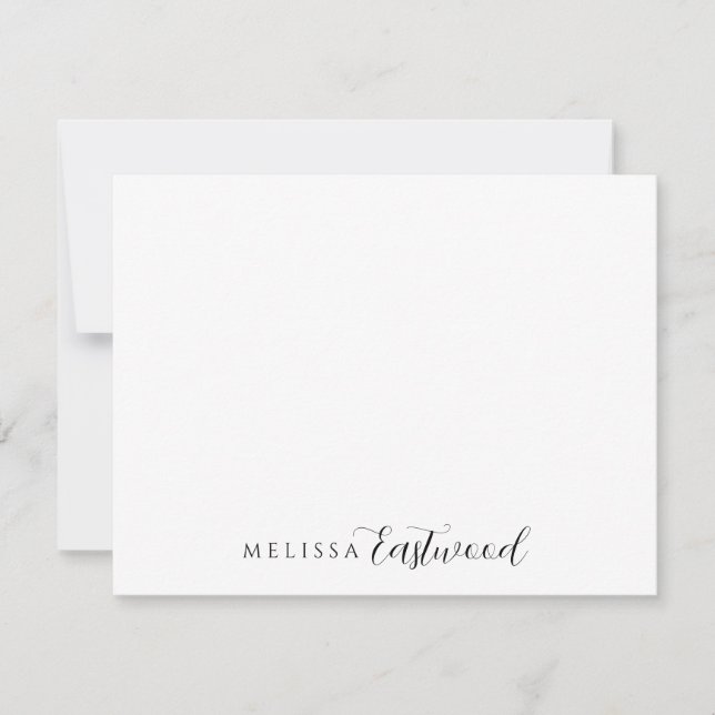 Elegant Monogram Script Serif Note Card (Front)