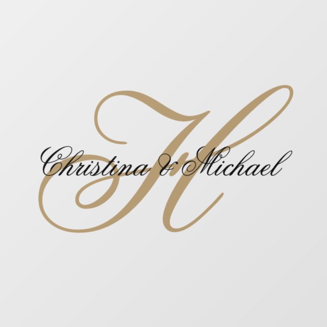 Elegant Monogram Script Wedding Dance  Floor Decals (Front)