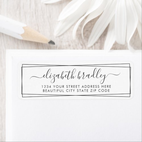 Elegant Monogram Signature Black Border Address Label