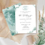 Elegant Monogram, Silver Sage Watercolor Wedding Invitation