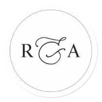 Elegant Monogram Simple Black and White Classic Round Sticker