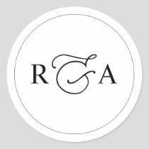 Elegant Monogram Simple Black and White Classic Round Sticker
