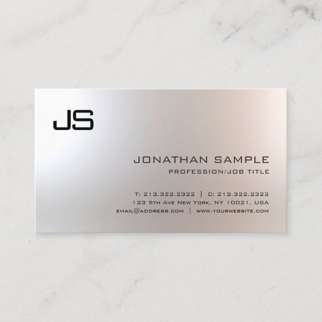 Elegant Monogram Simple Professional Glamour Plain Business Card (Front)