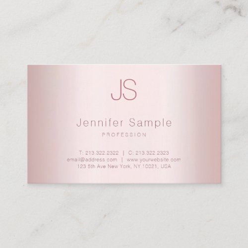 Elegant Monogram Simple Template Rose Gold Modern Business Card