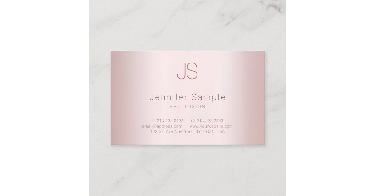 Elegant Monogram Simple Template Rose Gold Modern Business Card | Zazzle