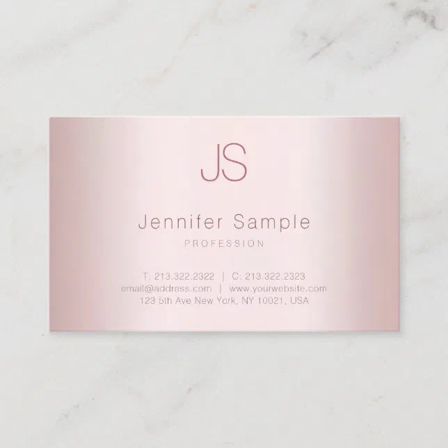 Elegant Monogram Simple Template Rose Gold Modern Business Card | Zazzle