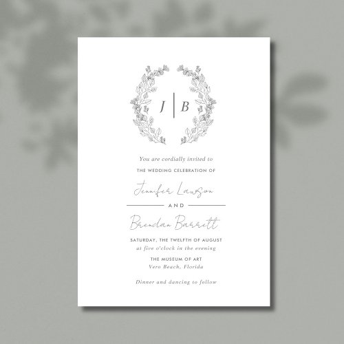 Elegant Monogram Simple Wedding  Invitation