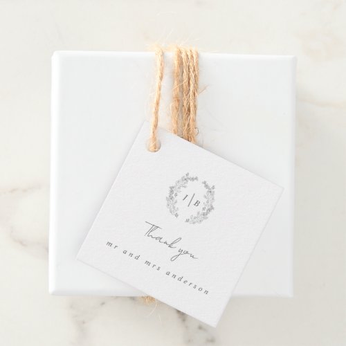 Elegant Monogram Simple Wedding Thank You  Favor Tags