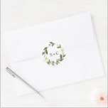 Elegant Monogram Simple White Daisy Floral Wedding Classic Round Sticker<br><div class="desc">Elegant floral wedding sticker with a simple layout featuring your monogram inside of a watercolor painted wreath with white daisies.  This modern wedding sticker with daisy flowers is great for wedding favors or as envelope seals.</div>
