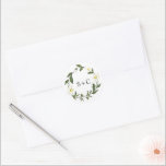 Elegant Monogram Simple White Daisy Floral Wedding Classic Round Sticker<br><div class="desc">Elegant floral wedding sticker with a simple layout featuring your monogram inside of a watercolor painted wreath with white daisies.  This modern wedding sticker with daisy flowers is great for wedding favors or as envelope seals.</div>