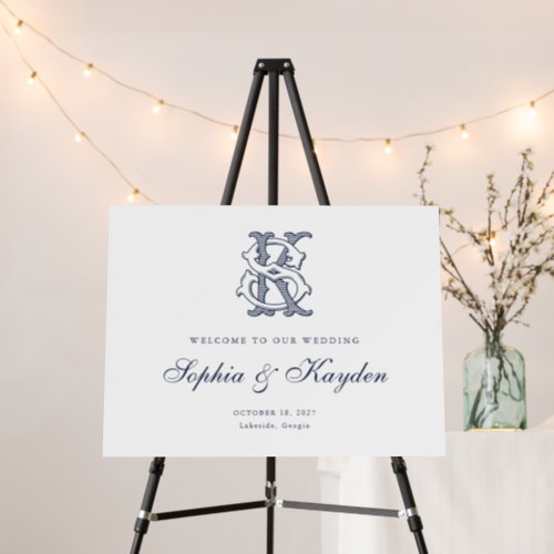 Elegant Monogram SK Welcome Foam Board Sign