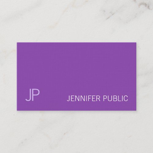 Elegant Monogram Sleek Plain Purple Violet Luxury Business Card