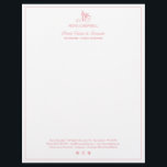 Elegant Monogram Social Media Peach Pink Border Letterhead<br><div class="desc">This modern, elegant, peach pink business monogram logo letterhead template features a small border, a charming butterfly, and your initials in classic script. The letterhead footer includes space for your name, address, phone number, email address, website, and social media presence, including Facebook, Instagram, Pinterest, and YouTube icons (activate it on...</div>