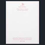 Elegant Monogram Social Media Peach Pink Border Letterhead<br><div class="desc">This modern, elegant, peach pink business monogram logo letterhead template features a small border, a charming butterfly, and your initials in classic script. The letterhead footer includes space for your name, address, phone number, email address, website, and social media presence, including Facebook, Instagram, Pinterest, and YouTube icons (activate it on...</div>