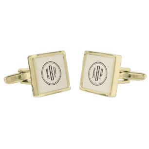 Elegant Monogram Square Gold-Plated Cufflinks