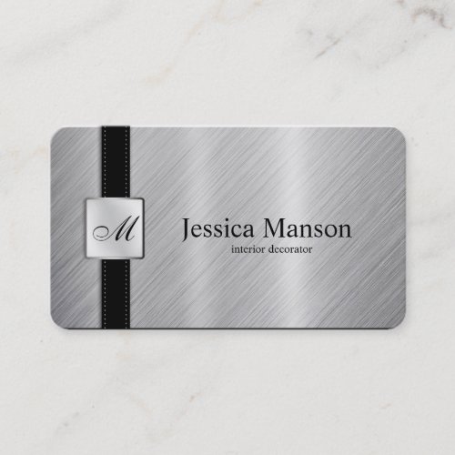 Elegant Monogram Stainless Steel Business Cards