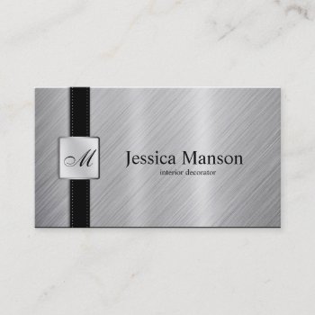 Elegant Monogram Stainless Steel Business Cards by eatlovepray at Zazzle