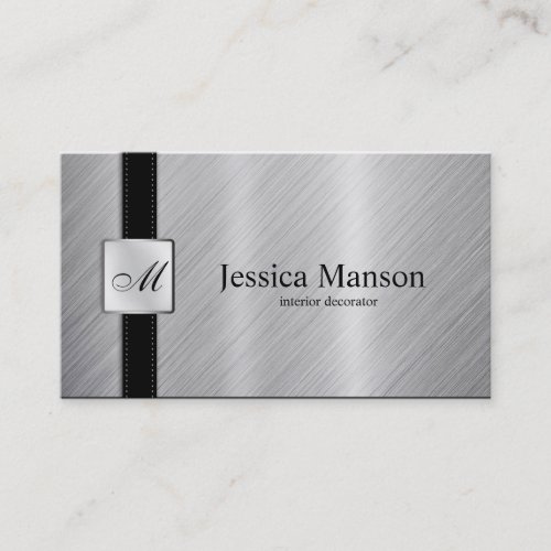 Elegant Monogram Stainless Steel Business Cards