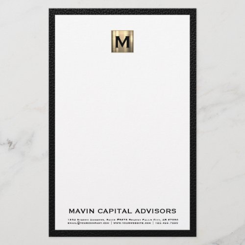 Elegant Monogram Stationery with Contact Details