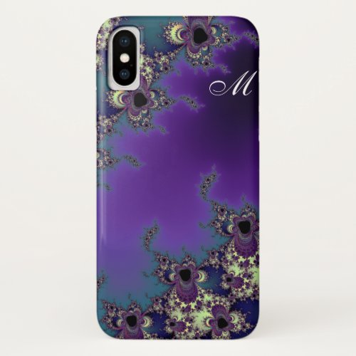 Elegant Monogram Summer Blues Fractal iPhone X Case