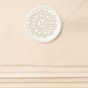 Elegant Monogram Sunflower Wedding Wax Seal Sticker