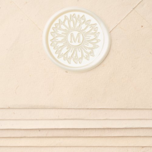Elegant Monogram Sunflower Wedding Wax Seal Sticker