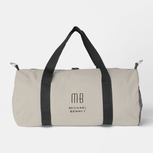 Elegant Monogram Taupe Beige Duffle Bag