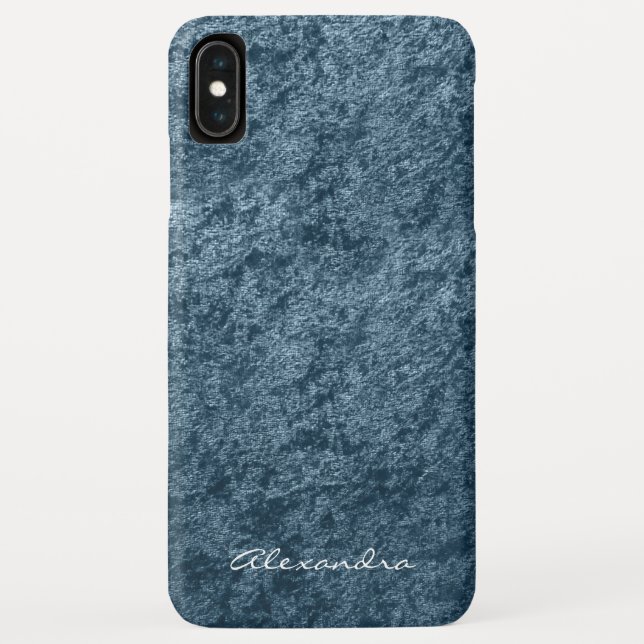 Elegant Monogram Teal Aqua Blue Velvet Case-Mate iPhone Case (Back)