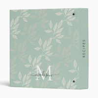 Cute Girly Pastel Floral Name Monogram 3 Ring Binder