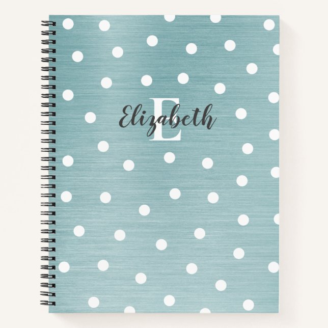 Elegant Monogram Teal Glam Notebook (Front)