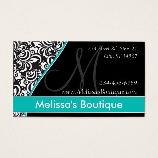 Customizable Elegant Monogram teal price tag I Business Cards