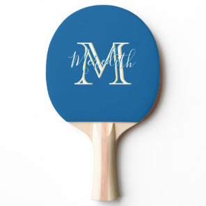 Elegant Monogram Teal White First Name Ping Pong Paddle