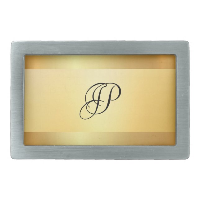 Elegant Monogram Template Faux Gold Modern Trendy Belt Buckle (Front)