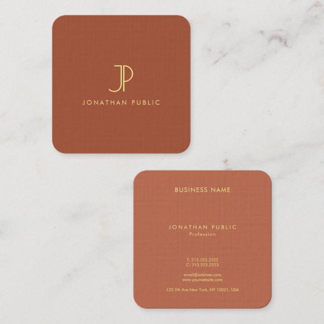 Elegant Monogram Template Luxury Premium Linen Square Business Card (Front/Back)