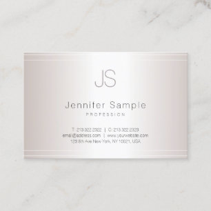 Elegant Monogram Template Modern Silver Salon Business Card