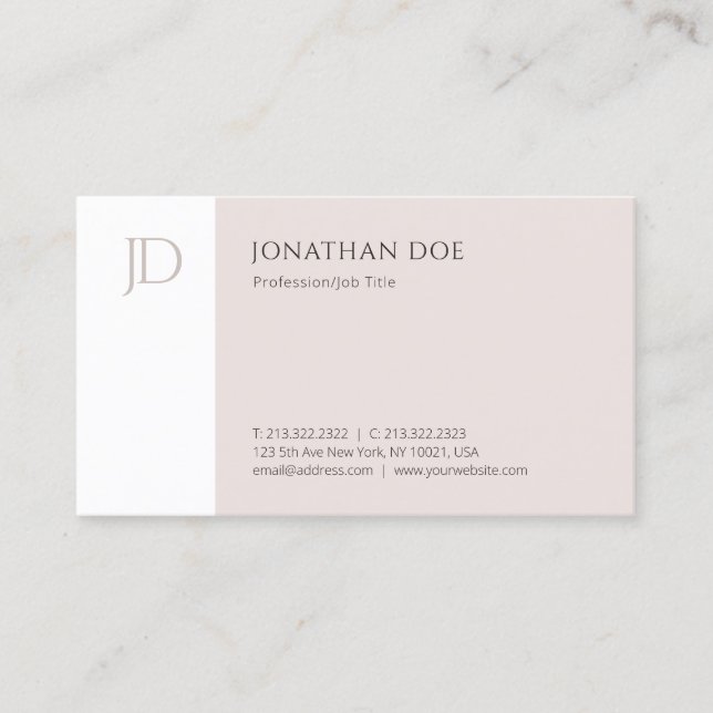 Elegant Monogram Template Modern Simple Chic Business Card (Front)