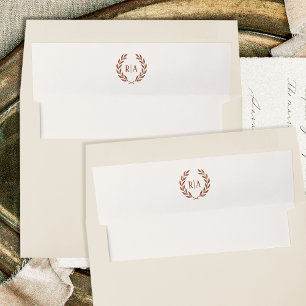 Elegant Monogram Terracotta Cream Wedding Envelope Liner