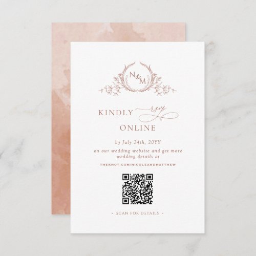 Elegant Monogram Terracotta RSVP Online QR Code  Enclosure Card