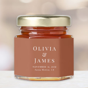 Elegant Monogram Terracotta Wedding Honey Jar Favors