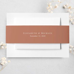 Elegant Monogram Terracotta Wedding Invitation Belly Band